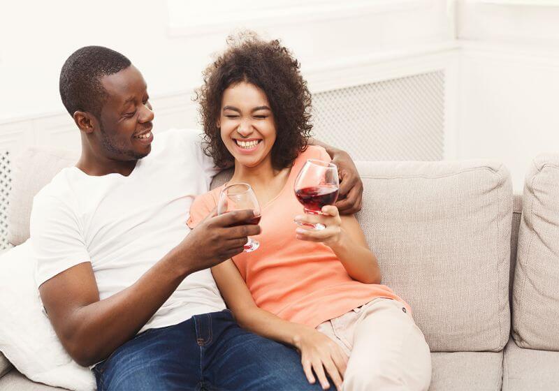 couple having fun Couple drinking wine